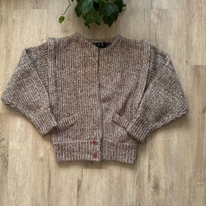 Vintage Silk and Wool blend Marled Double Breasted cardigan Sweater Neutral Boho